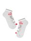 Preview: Conte Damen kurze hellgraue Baumwollsocken mit Rentiers Muster