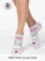 Preview: Conte Damen kurze hellgraue Baumwollsocken mit Rentiers Muster