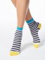 Preview: Conte Classic bunte Damen socken 7C22-087 weiß-grau-tuerkis-gelb