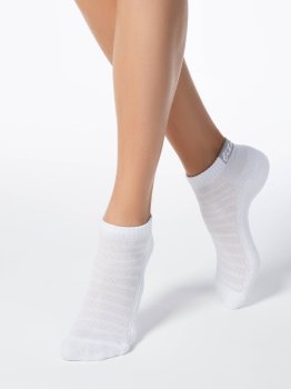 Sneakersocken für Damen CONTE mit Frotteesohle, Weiß