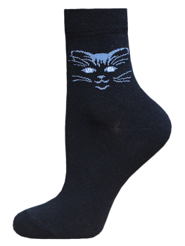 Kindersocken 2-6 Jahre BCHK Kids 3081-047 mit Katze Muster schwarz
