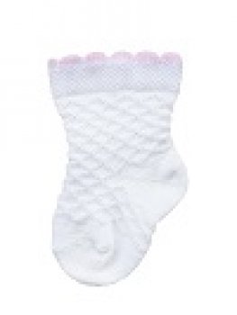 Kindersocken 0-2 Jahre BCHK Baby 3082-040 mit farbigem Bündchen weiß-rosa