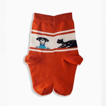 Griffon Bunte Socken Dog Cats farbe scharlachrot