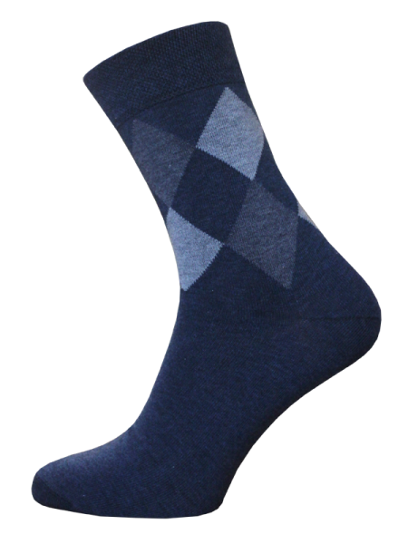 Klassische Herren Socken Argyle Karo dunkelblau melange