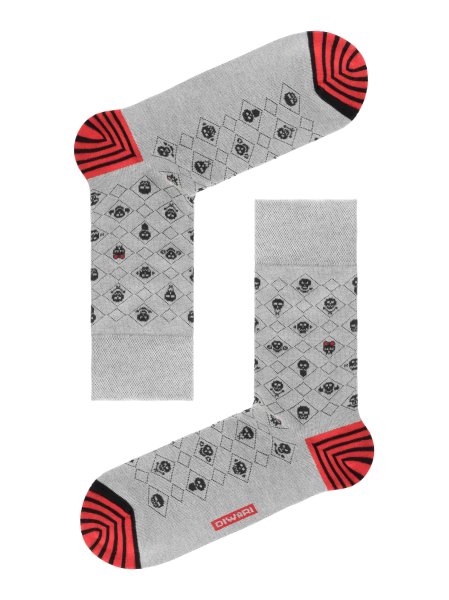 Herren Socken Diwari Happy  grau mit Totenkopf Motiv 1