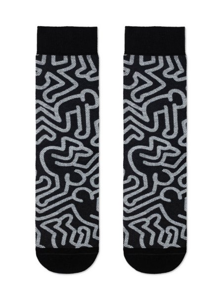 Ausgefallene Socken für Herren mit Print Schwarz- Gelb, Diwari Happy