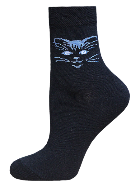 Kindersocken 2-6 Jahre BCHK Kids 3081-047 mit Katze Muster schwarz