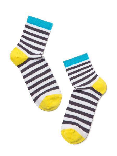 Conte Classic bunte Damen socken 7C22-087_1 weiß-grau-tuerkis-gelb