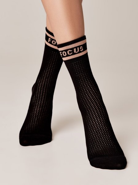 Lange Socken mit Ajourmuster Schwarz
