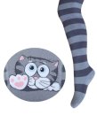 Kinder Strumpfhose 0-2 Jahre BCHK Baby 3265-852 grau mit Streifen und Katze Muster